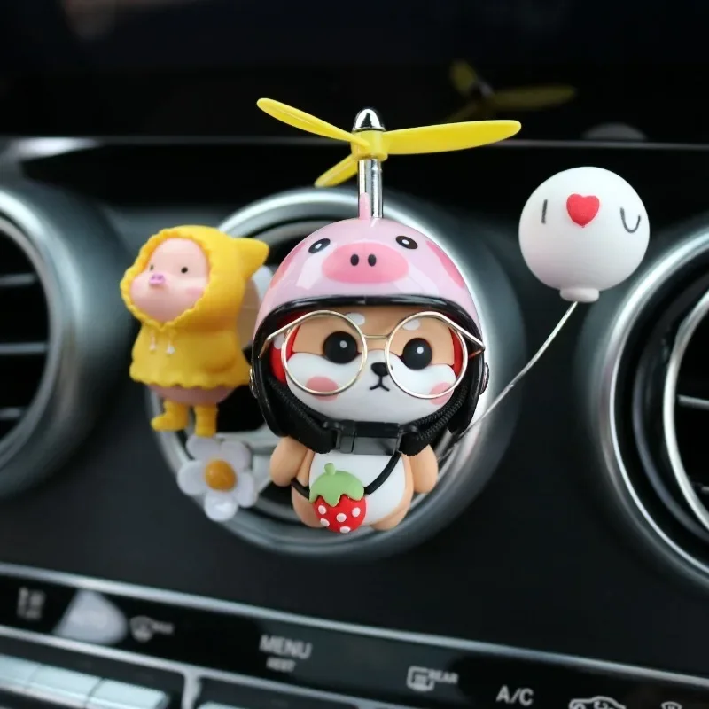 Car Cute Shiba Inu Air Conditioning Outlet Perfume Clip Car Creative Light Female Aromatherapy Decoration Car Accessories