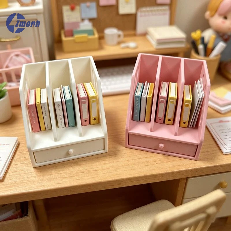 New！1Pcs Miniature Desktop Storage File Basket For 1/12 Dollhouse Mini File Cabinet Scene Playhouse Toy Ornament