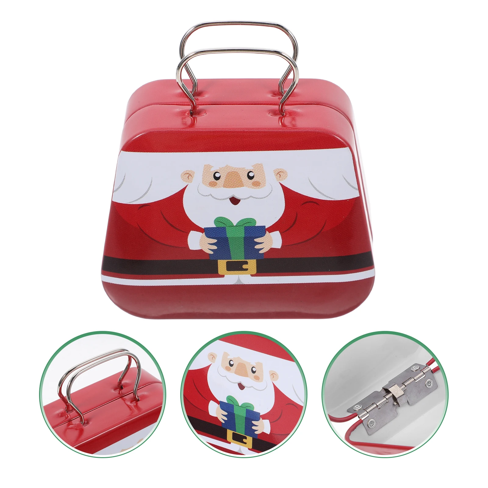 

Christmas Candy Box Tinplate Mini Handheld Creative Compact Round Tin Portable Candy Holder Holiday Decoration