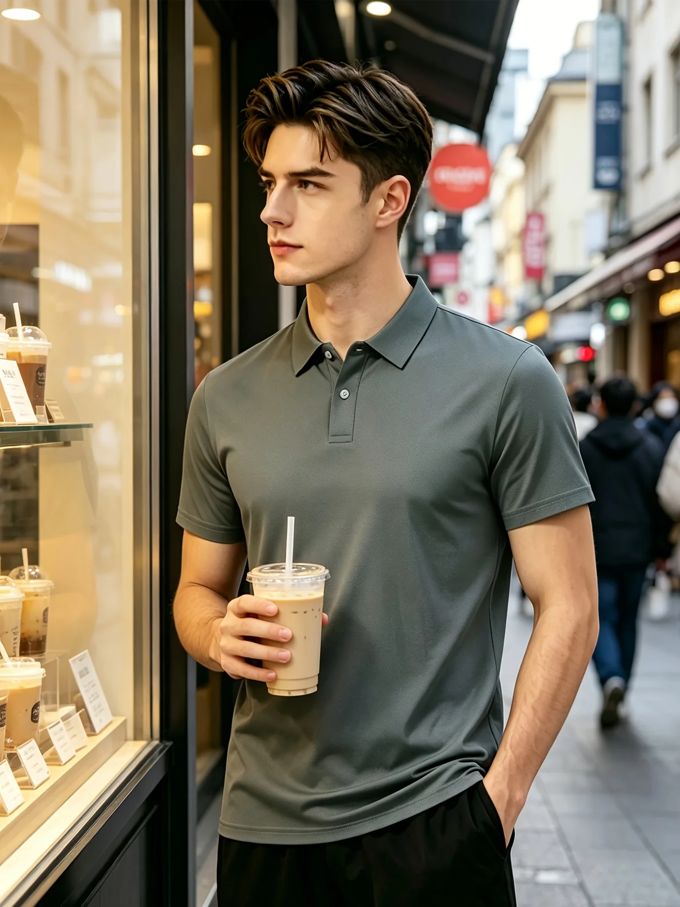 Set mit 5 personalisierbaren Sommer-Golfhemden für Herren, die mit Logos oder Text versehen werden können, ideal für Werbeaktionen im Geschäft und verschiedene Anlässe, Größe S. – Detail 8