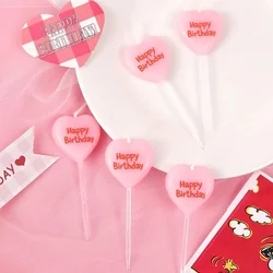 5pcs Cute Heart Shaped Birthday Candles Cake Candle Toppers for Party Wedding Cake Decoration Supplies Birthday Candles