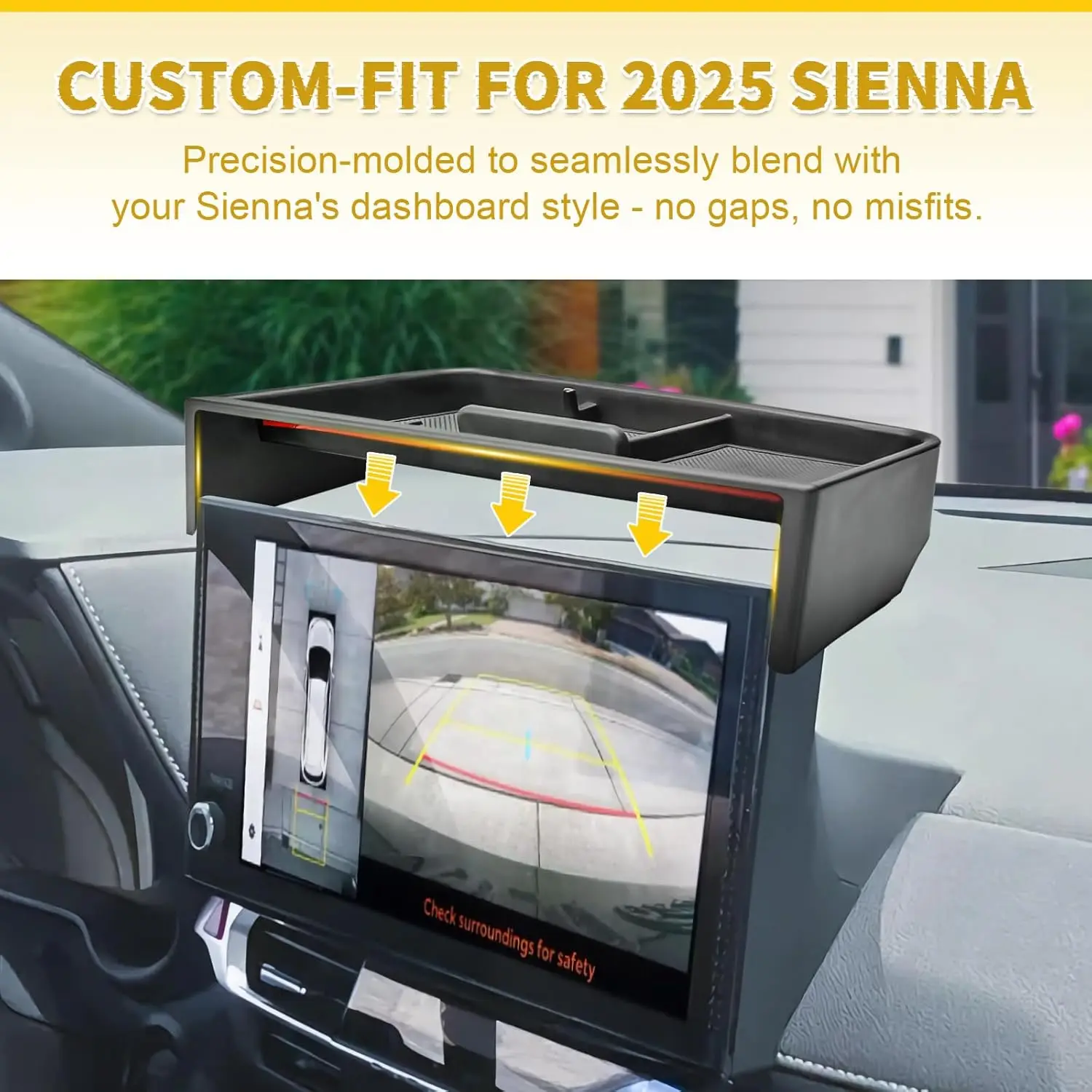 

TACOBRO Dashboard Organizer For 2025 Toyota Sienna with 12.3-Inch Screen, Custom Fit Dash Console Storage Tray Car Accessories