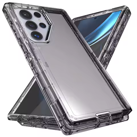 For Samsung Galaxy S25 S24 S23 S22+ S21 Ultra Note 20 S10 9 Plus Shock-proof Heavy Duty Transparent Shell Protective 3-in-1 Case