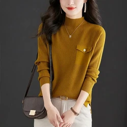 2024 Autumn Winter Sweater Women Fall Turtleneck Sweater Knitted Soft Pullovers Cashmere Jumpers Basic Sweaters Pull Femme