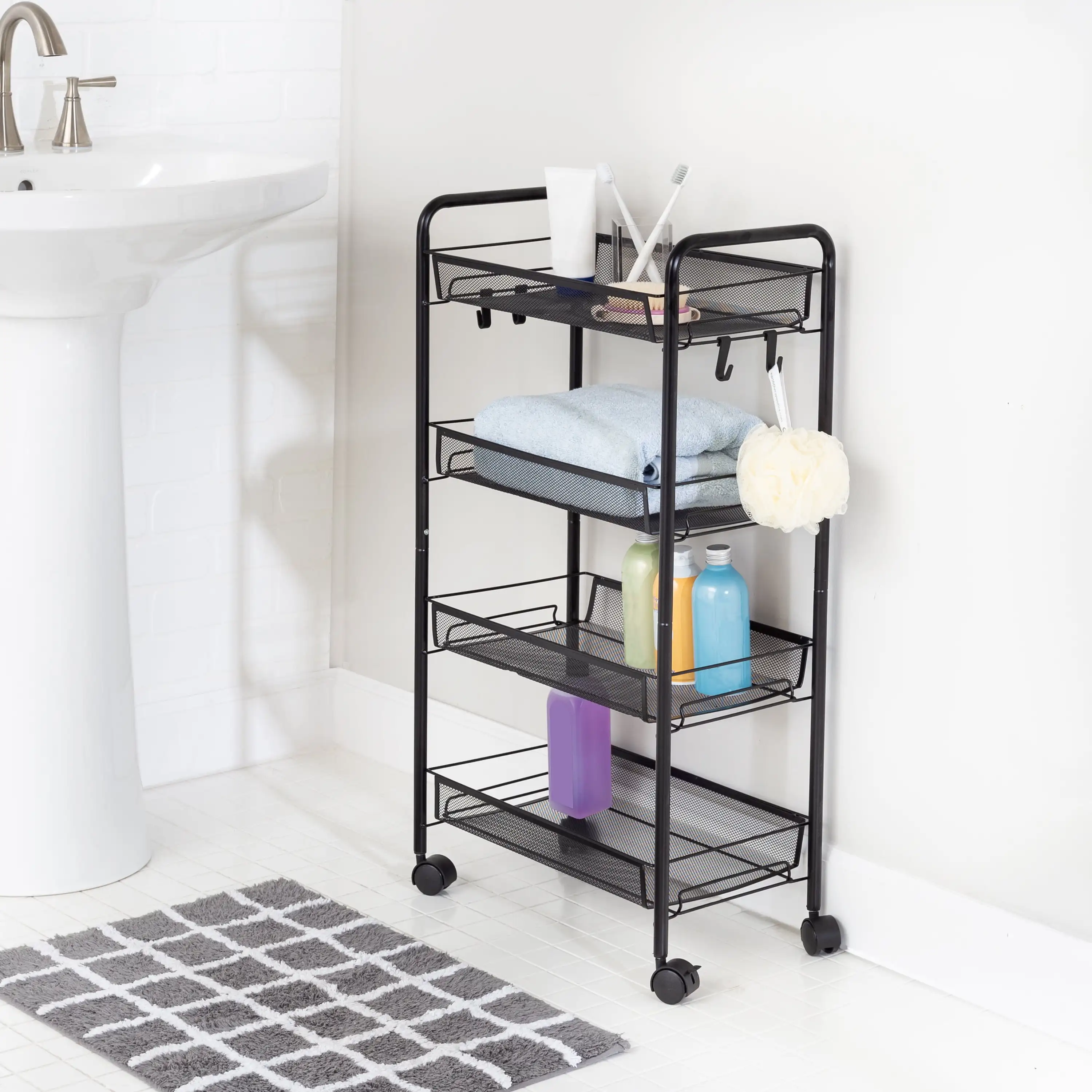 

Honey-Can-Do 4-Tier Metal Rolling Kitchen Storage Cart, Black