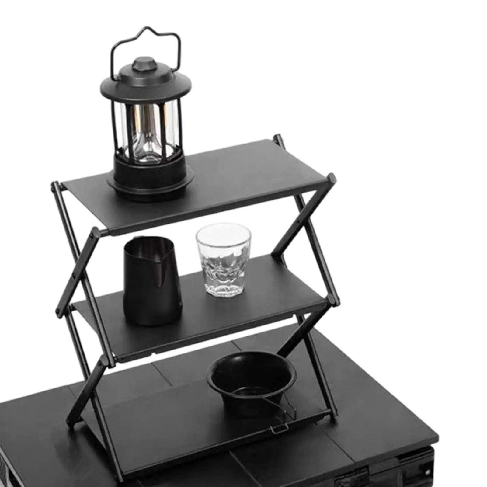 

Camping Shelves 3 Tier Folding Portable Organizer Desktop Storage Rack for Outdoor Tent RV Picnic Hiking Backpacking Patio BBQ