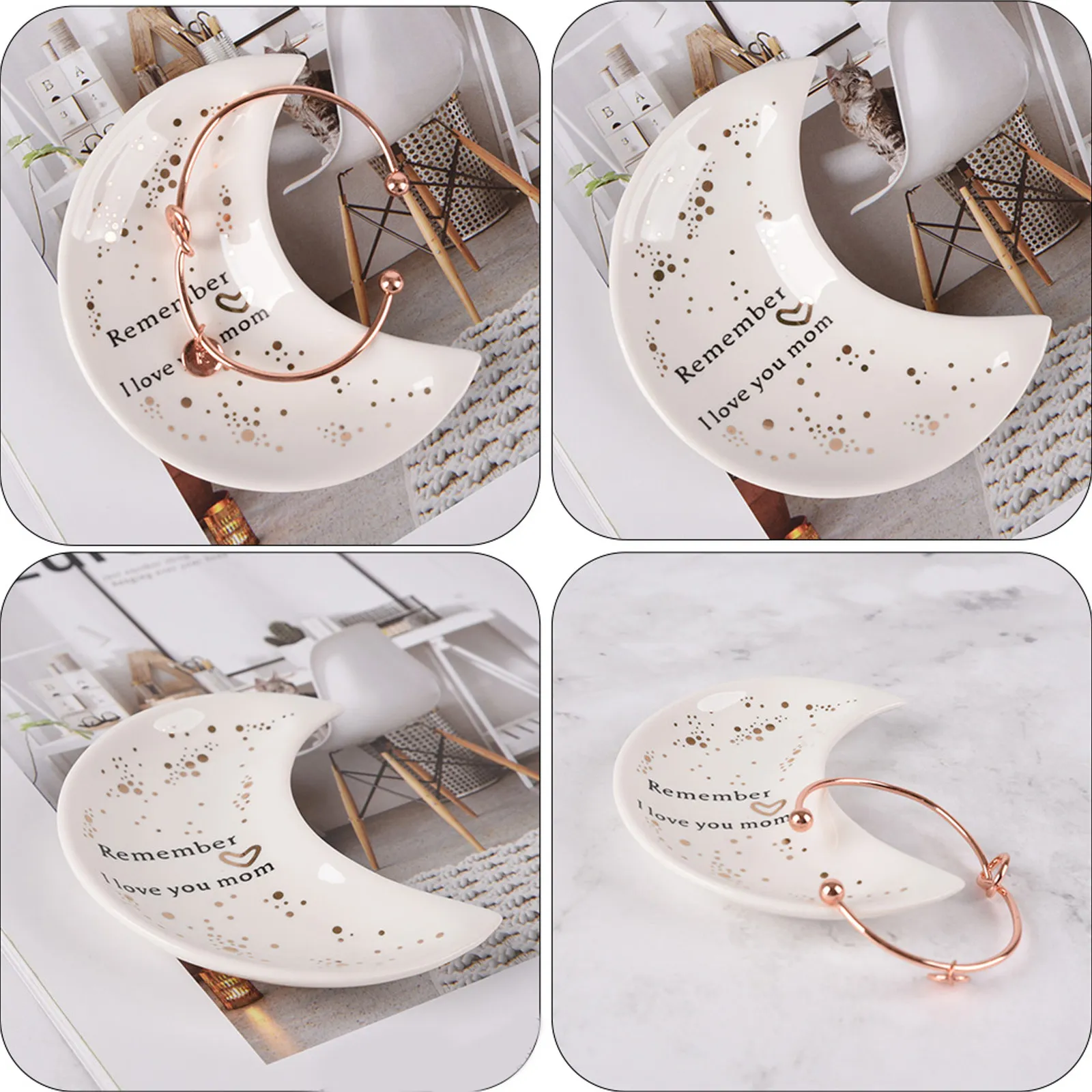 

1Pcs Ceramic Jewelry Plate White Small Storage Tray Container Decorative Sundries Organizer Makeup Cosmetics Jewelry Display