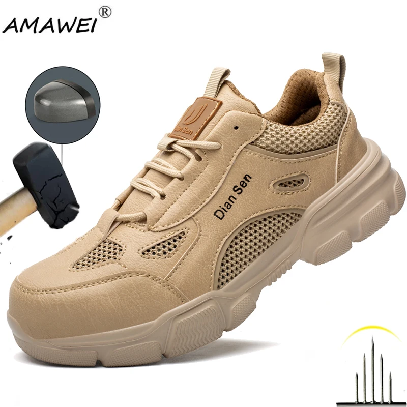 

Lightweight Safety Shoes Men Work Shoes Steel Toe Cap Sneakers Man Breathable Shoes Indestructible Anti-Punctur protective shoes