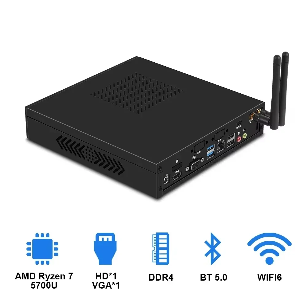 

SZBOX Mini PC S57 AMD Ryzen 7 5700U Windows 11 Pro DDR4 3200Mhz Support Dual Channels NVME SSD WiFi 6 Office Pocket Computer