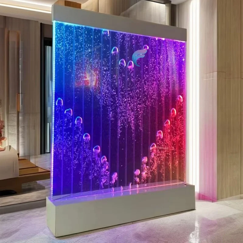 

Water Bubble Wall Fountain Luminous Home Decor Furniture with Glass Technique Floor and Wall Standing Pillar