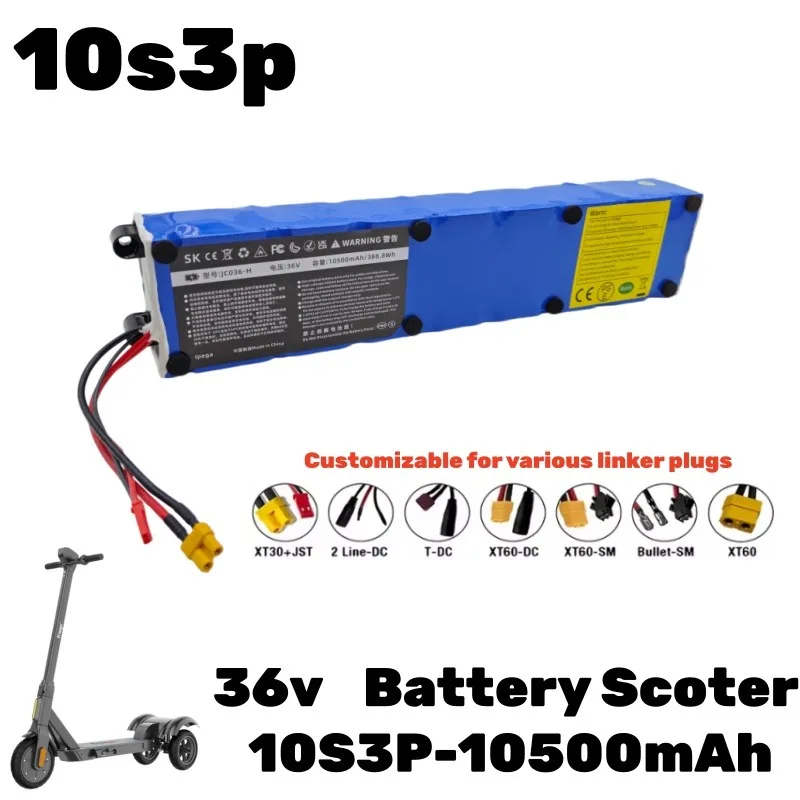 

Аккумулятор для электросамоката 10S3P 36V 10500mAh, с высокоемкими элементами, позволяющий забыть о проблемах с запасом хода.