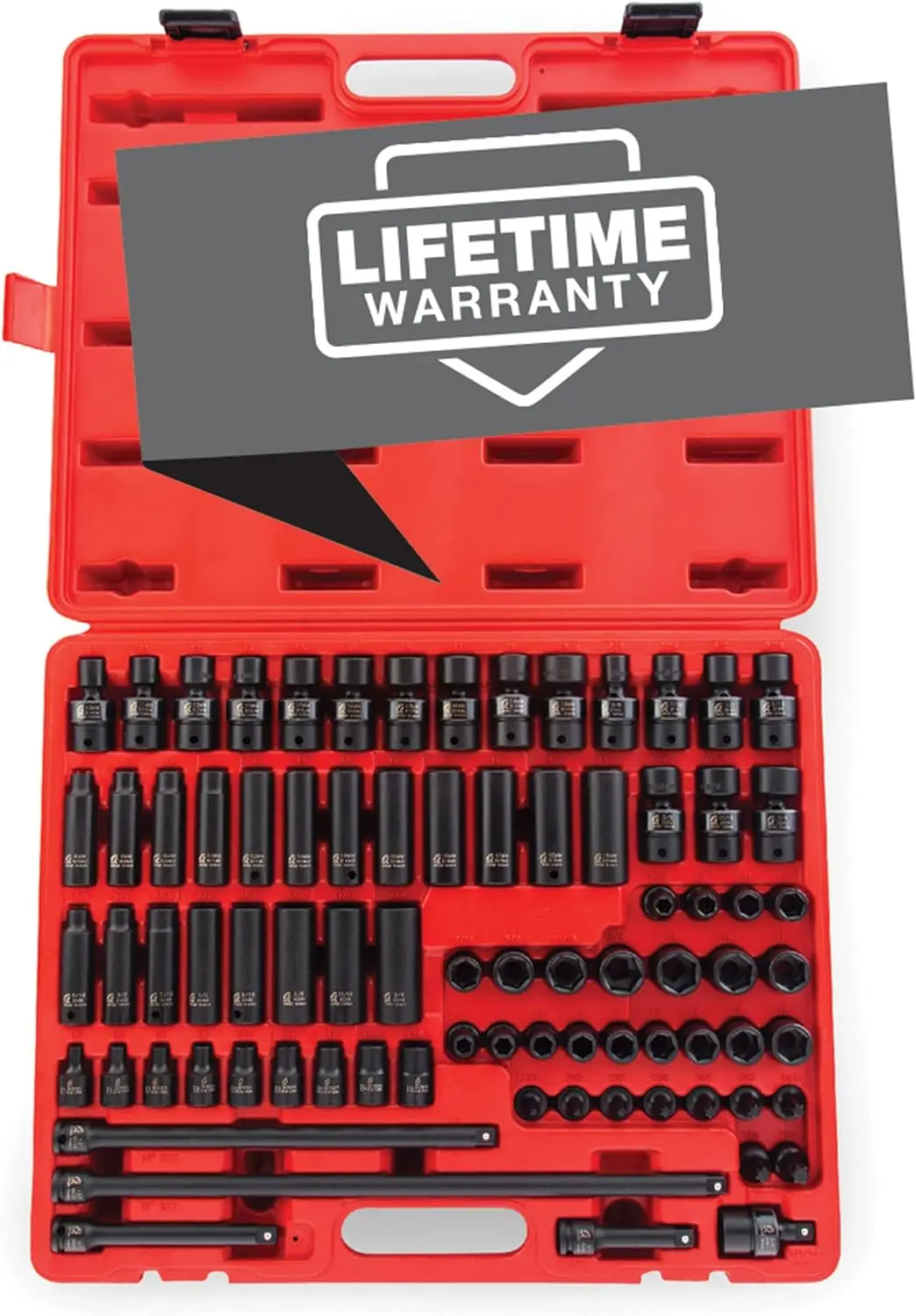 

80-Piece 3/8" Drive Master Impact Socket Set - SAE/Metric, 5/16"-3/4", 8mm-19mm, Cr-Mo, Radius Corner, Heavy Duty Case