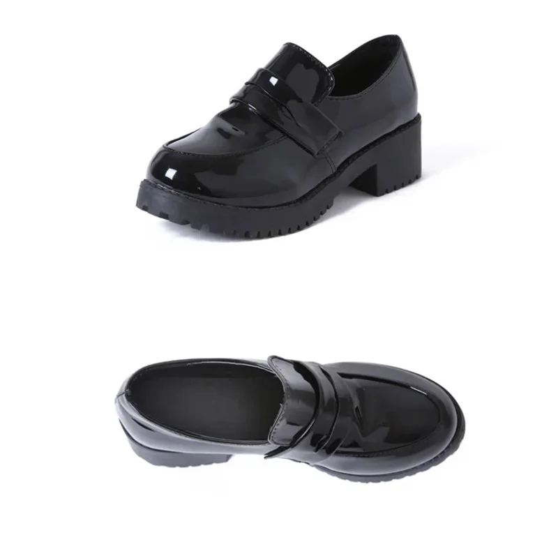 Lolita Cosplay sapatos para mulheres, mocassins de couro PU, sapatos casuais para menina, estudante japonesa, uniforme JK