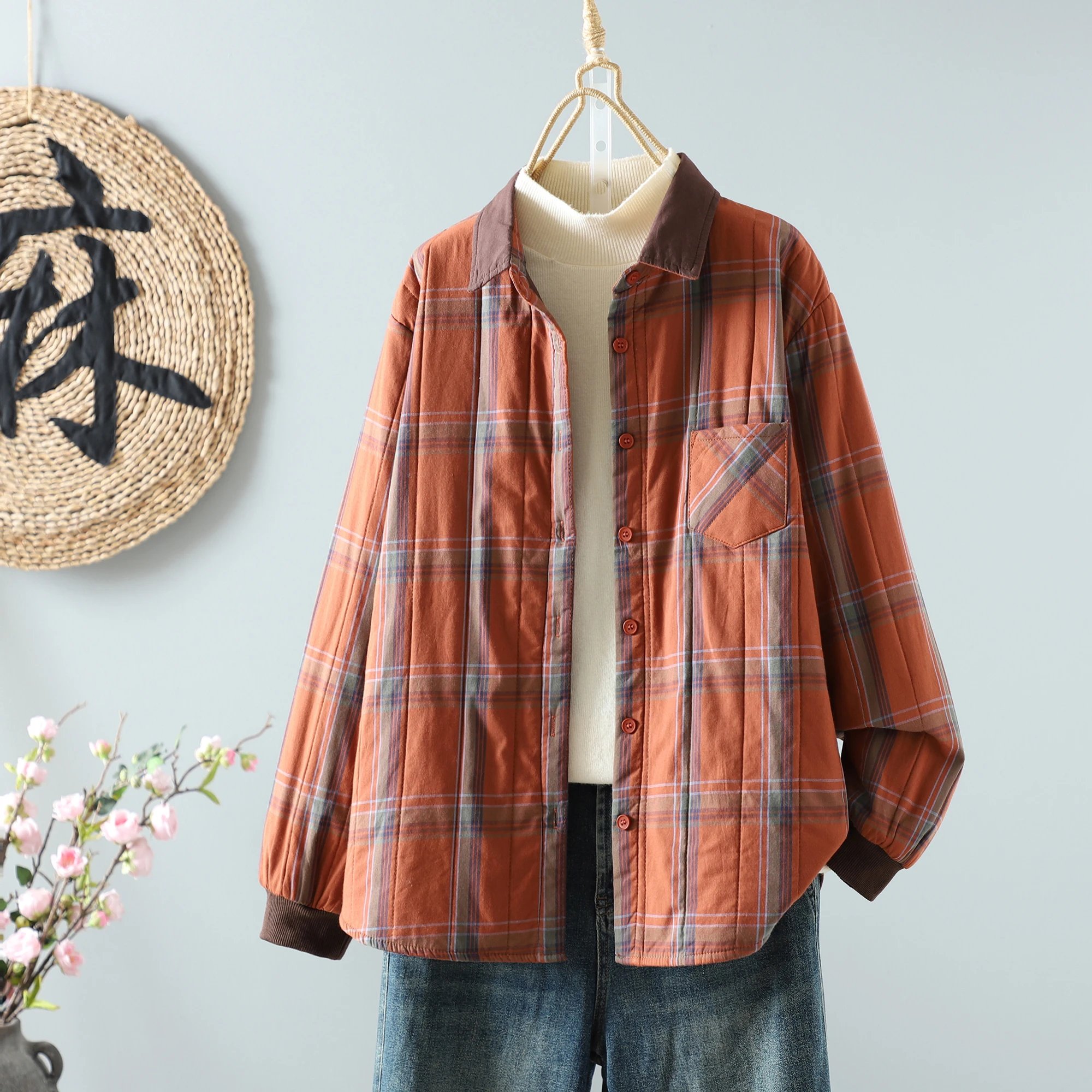 

Осень-зима, универсальный свободный крой, длинный хлопковый джем с воротником све, тонкий лоскутный дизайн, теплая женская верхняя одежда irt Sle