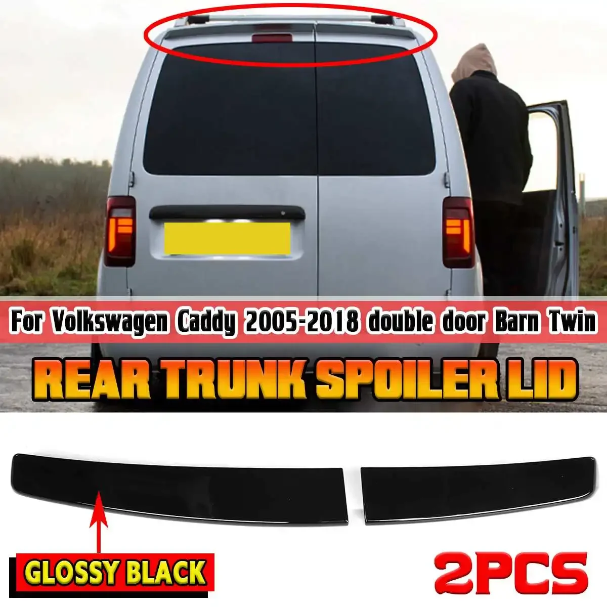 

Sportline Style Car Rear Spoiler Wing Trunk Lip For Volkswagen For VW Caddy 2005-2018 Double Door Barn Twin Rear Trunk Spoiler