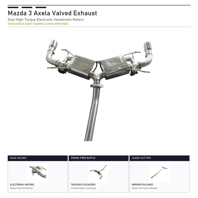 SS304 Handcrafted Valved Catback Exhaust System for Mazda 3 Axela 2.0L 1.5L 2.5L 2014-2024 Direct Fit Dual Valve Racing Kit