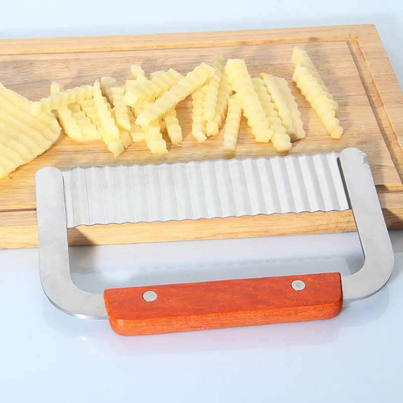 

Stainless Steel Potato Chip Slicer Dough Vegetable Fruit Crinkle Wavy Slicer Chopper French Fry Maker Tools Knife Potato Cutter