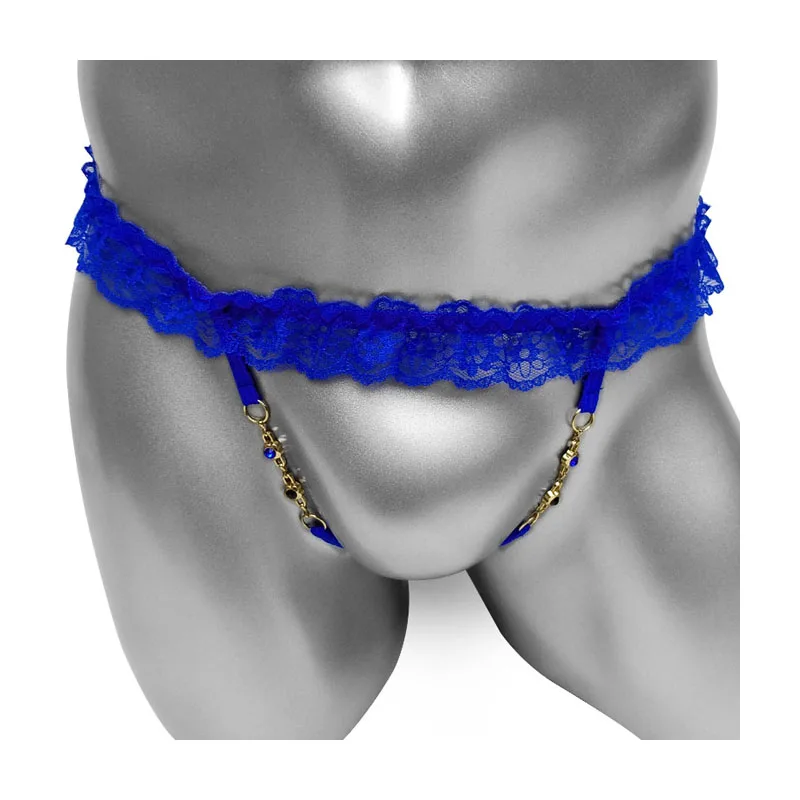 

Lace Frilly Sissy Panties With Metel Chain Thong Men Open Crotch Underwear Sexy Lingerie Gay Funny Underpants