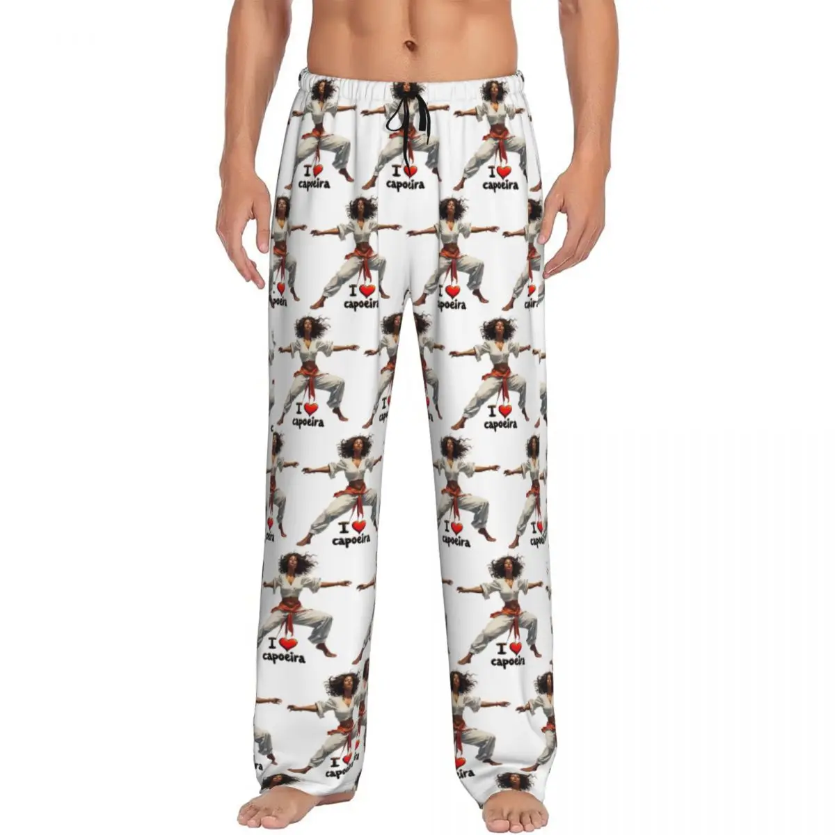 

Custom Dynamic Capoeira Art I Love Capoeira Design Пижамные штаны Мужская одежда для сна для сна с карманами
