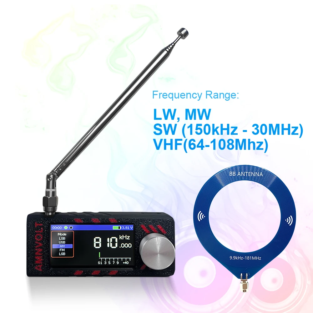 Si4732 0.5-108mhz banda completa lsb usb am rádio fm com antena mini rádio lw/mw/sw/vhf rádio dsp receptor de rádio com antena