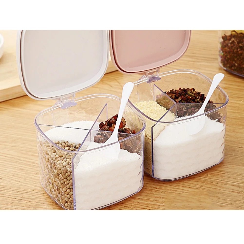 

4 Grids Seasoning Box Salt Container Kitchen ganizer Gadgets Food Grade PP Storage Box Spice Rack Condiment Holder