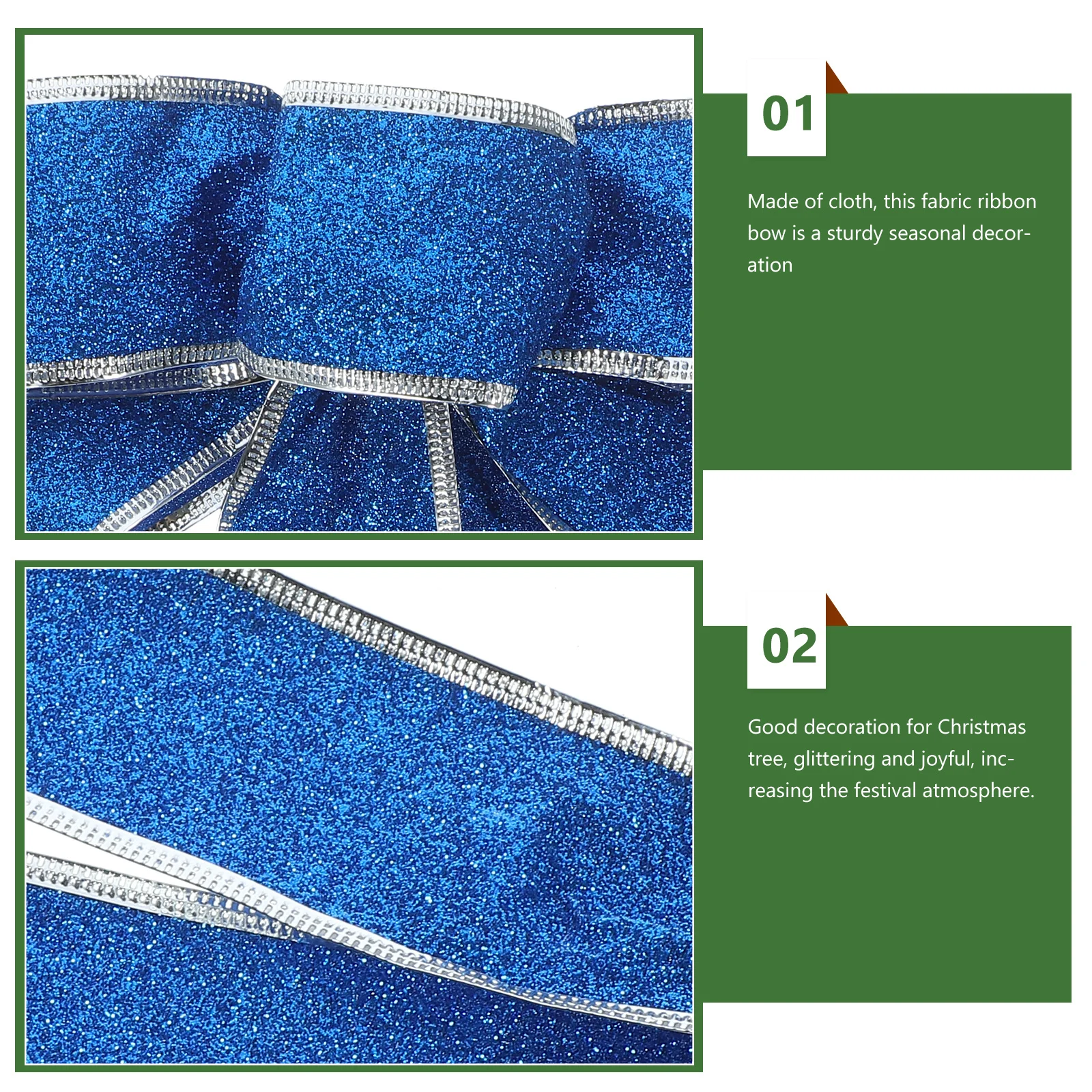 

5Pcs Gift Knot Ribbon Christmas Bow Glittering Polyester Ornament for Present Box Tree Decoration Holiday Wall Door Chair Table