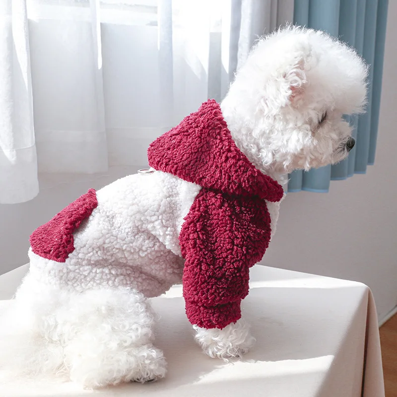 Berber-Fleece Welpen-Hoodie mit Schnalle, Winter-Warme Hundebekleidung für Kleine Hunde, Pomeranian, Yorkie, Haustier-Sweatshirts – Detail 11