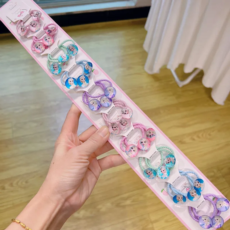 New Anime Frozen Elsa Hair Rope Kawaii Princess Minnie Mouse Girl Hairrope Cartoon Children Hair Accessories Kids Gifts