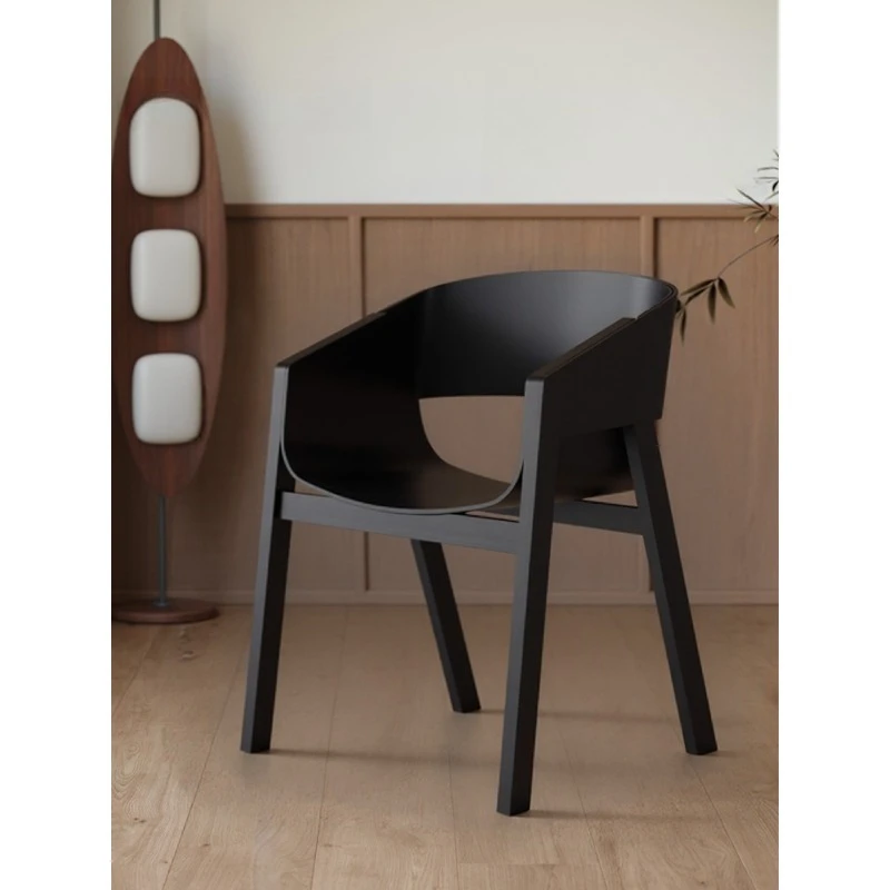 Dining chair, retro home solid wood armrest back chair, dining table and chairs
