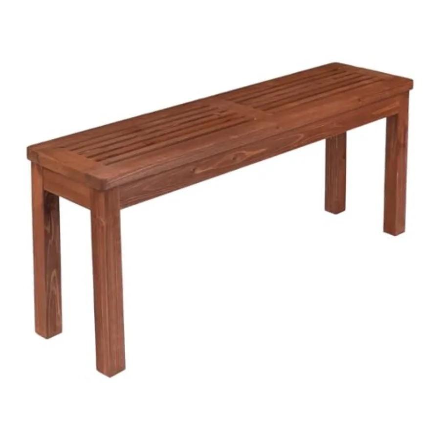 

Outdoor wooden bench for porch deck patio or entryway; natural wood tone; weather-resistant solid pine construction; compact 45