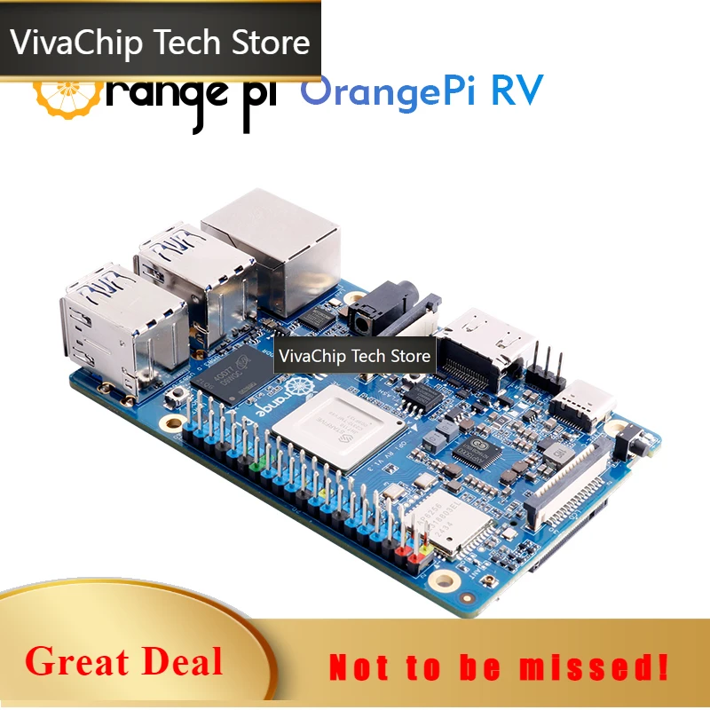 VivaChip TechOrange Pi RV 2G Ram RISC-V DDR4 Mini PC Quad-core Processor JH7110 Single Board Computer WiFi+BT5.0 M2 PCIE SSD Run