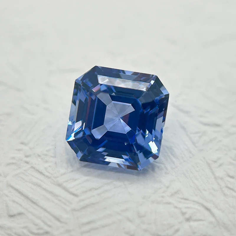 Laborgezüchteter Saphir, Asscher-Schliff, Kornblumenfarbe, DIY-Charms, Schmuckherstellung, Ring, Halskette, Ohrringe, Hauptmaterialien, Zertifikat – Detail 4