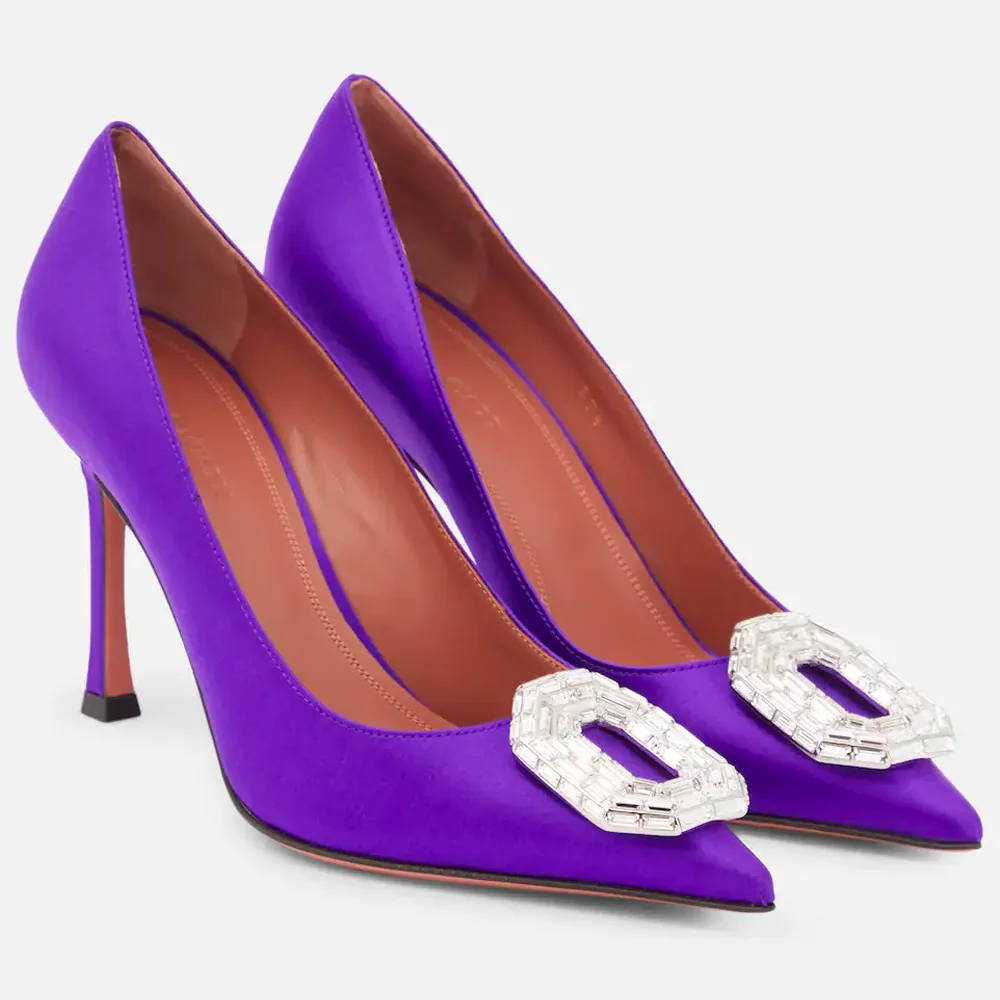 

Spring Women's Pointed Thin Heel Shallow Mouth Rhinestone Black Satin High Heel Sandals Temperament Fashion Party Evening Shoes