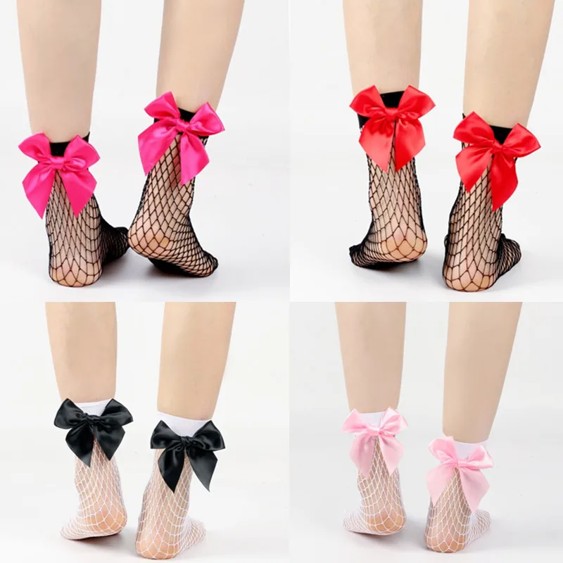 

Baby Girls Kids Mesh Socks Bow Fishnet Stockings Hollow out Lace Knee High Short Socks Toddler Girls Fashion Summer Mesh Socks