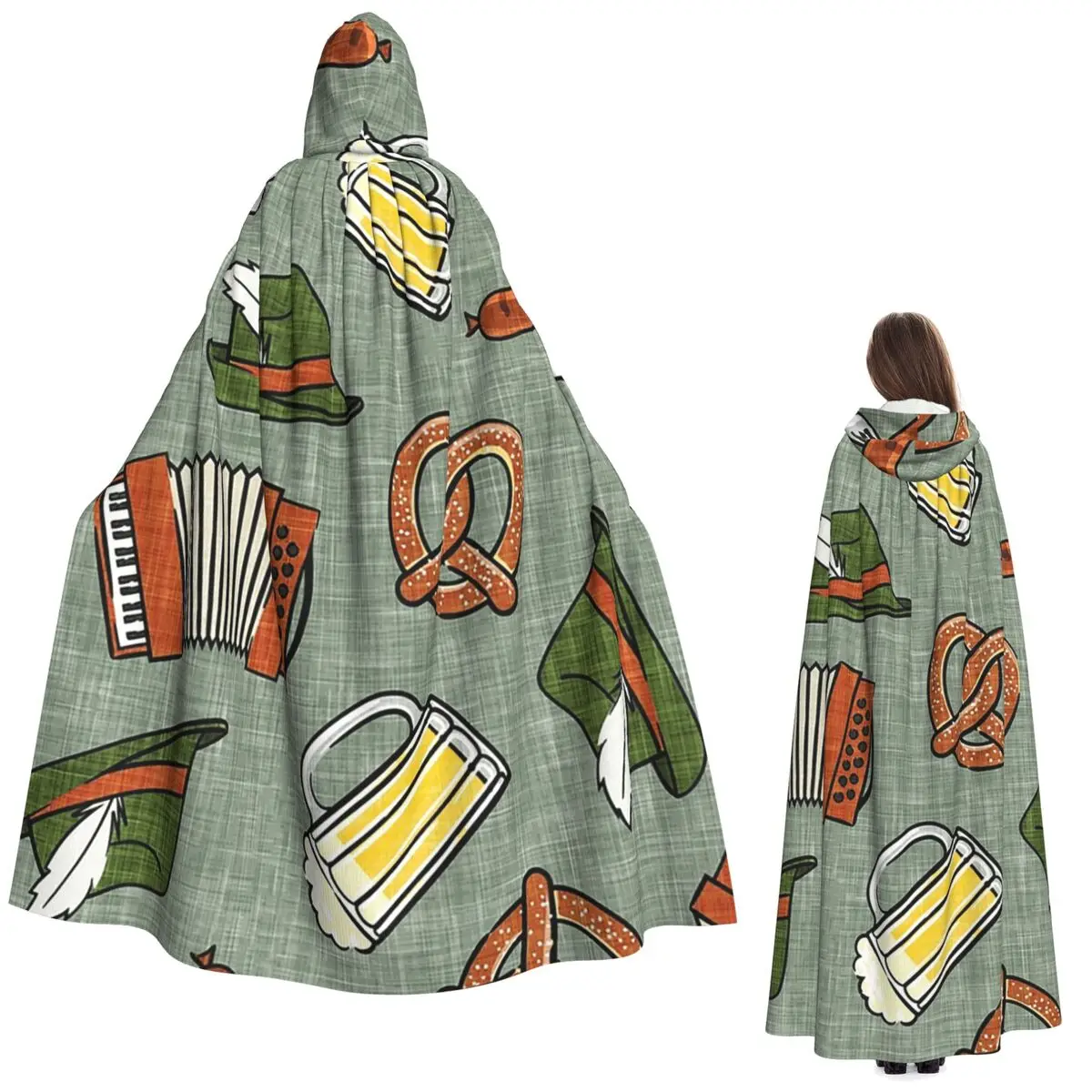 

Октоберфест-Шалфест, длинный плащ с капюшоном, средневековый костюм ведьмы, накидка для косплея, пальто на Хэллоуин для взрослых, унисекс