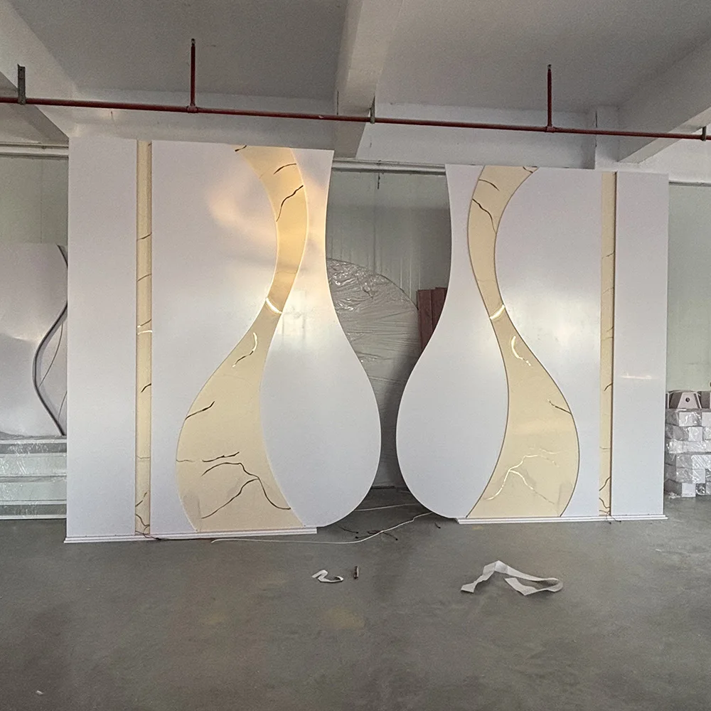 

New Design White Pvc Acrylic Backdrop Stand With Led Light Wedding Arch for Wed Party Events Decoration