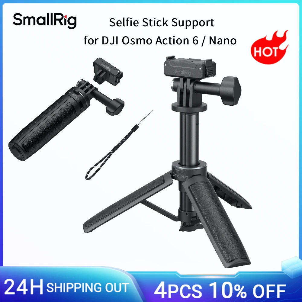 Image of SmallRig Selfie-Stick-Halterung für DJI Osmo Action 6 / Nano, mit Schnellwechseladapter, 2-in-1 Stativ für Aufnahmen -6149