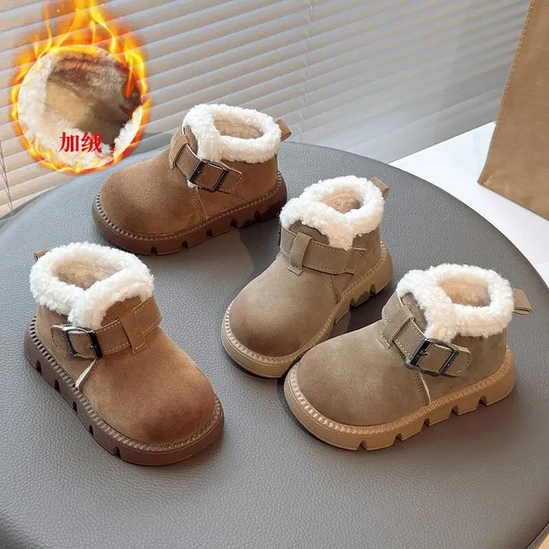 

Winter Girl Ankle Boots Thicken Cotton Shoes Outerwear Keep Warm Anti-Slippery Kids Student Child Kawaii Fashion New Casual Shoe