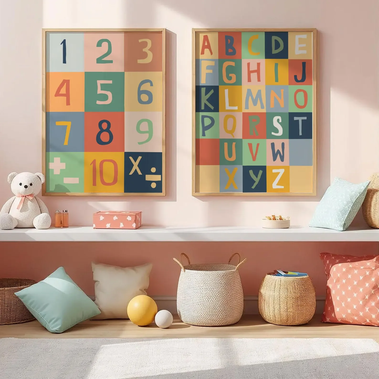 2 Stück rahmenlose Leinwandbil – Kids Education Alphabet Numbers Bewertung und Preis