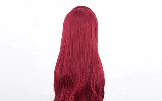 Peruca de cabelo sintético encaracolado longo vermelho profundo, Perucas Princesa Cosplay, Traje de Role Play