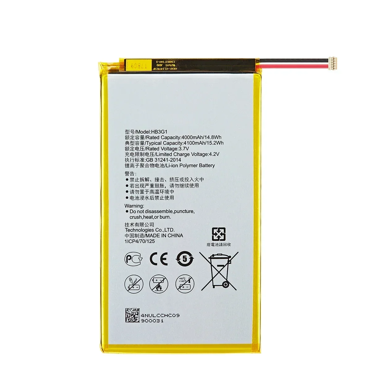 100% Orginal HB3G1/HB3G1H Battery 4000mAh For Huawei S7-303 S7-931 T1-701u S7-301w MediaPad 7 Lite s7-301u S7-302