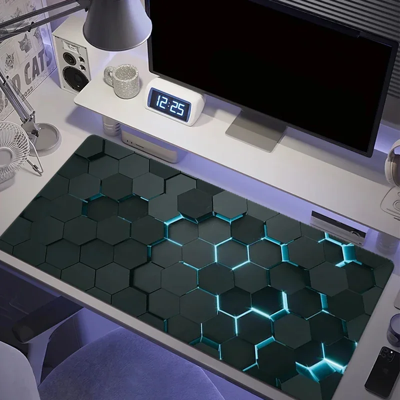 대형 3D 기하학 패턴 게이밍 마우스 패드 멋진 컴퓨터 사무실 게임 테이블 매트 새로운 XXL 고무 미끄럼 방지 긴 키보드 데스크 매트