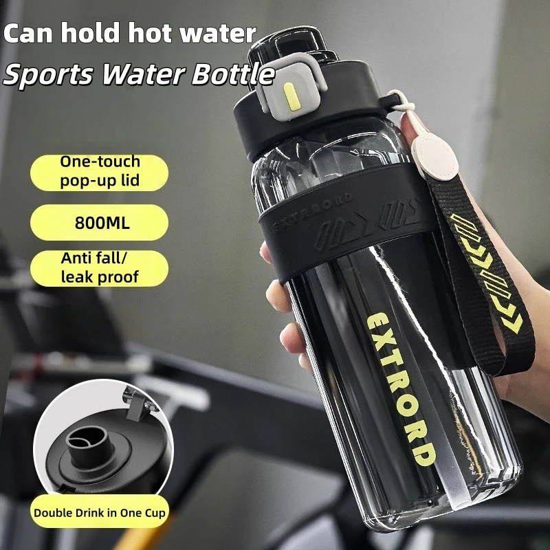 

800ML Large Capacity Leak-Proof Straw Water Bottle Dual Drink Design Water Cup Outdoor Camping Gym Portable Sports Water Bottle