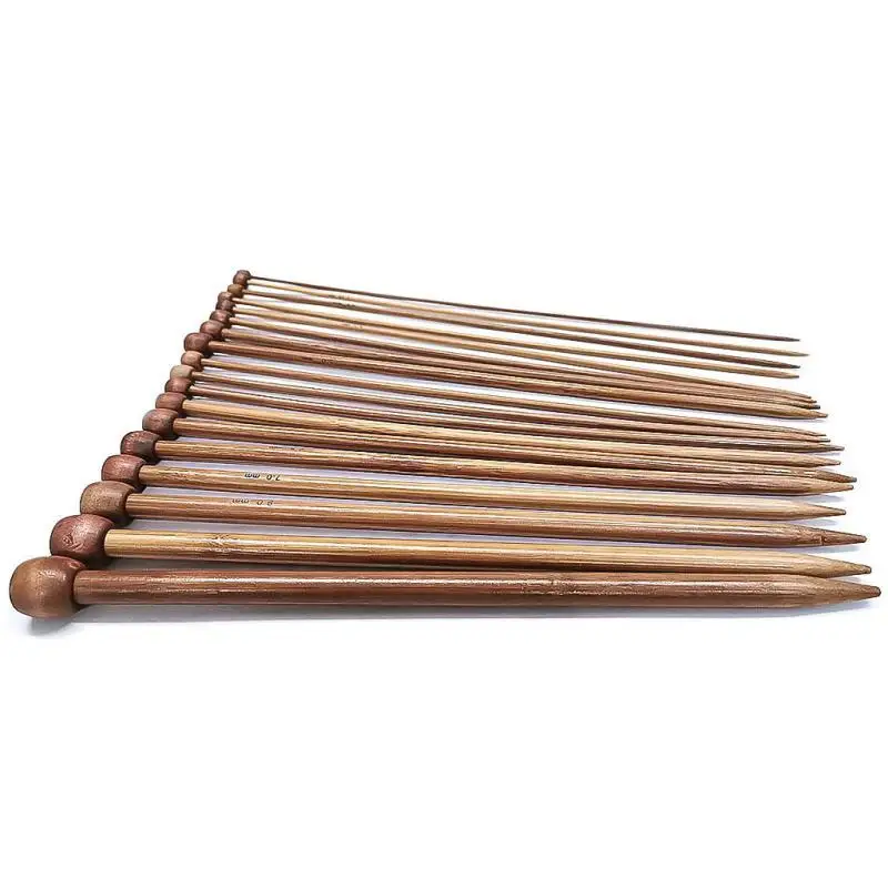 Free shipping Single-pointed Bamboo knitting needles 25,35cm 18 pairs/sizes 2.0-10.0mm for DIY crafts knitting needlework