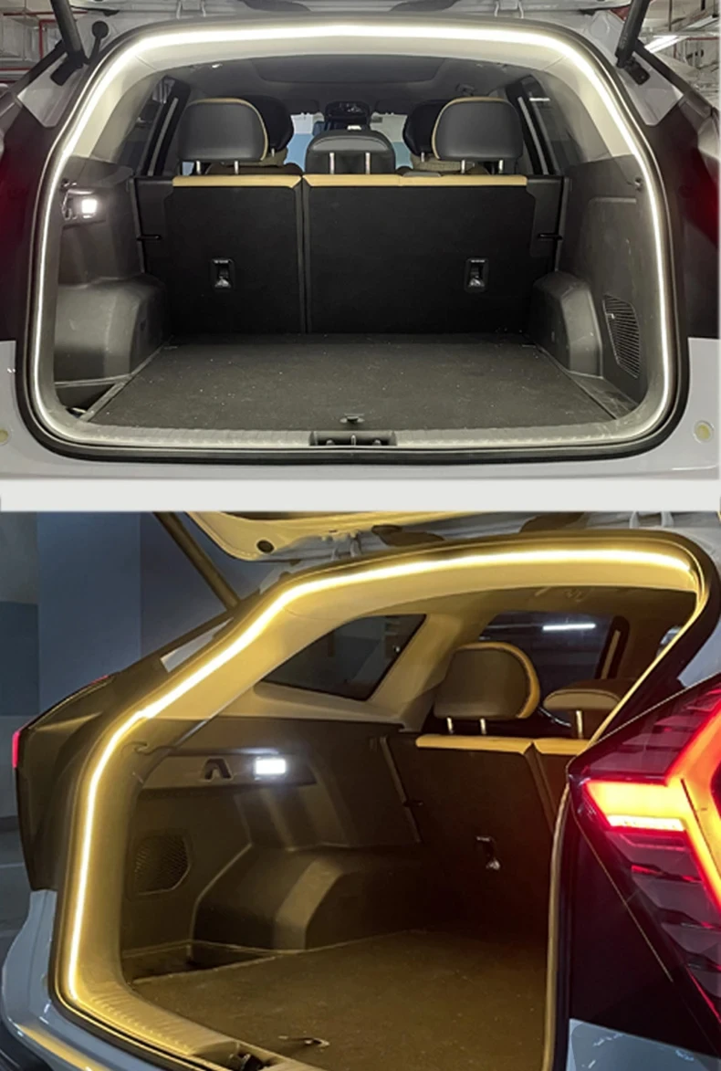 Auto-Kofferraum-Beleuchtungsstreifen, Fließendes Willkommens-Ambientelicht, Automatische Ein/Aus-Funktion, Versteckte Installation, Modifizierte Heckklappen-Dekorationslampe – Detail 11