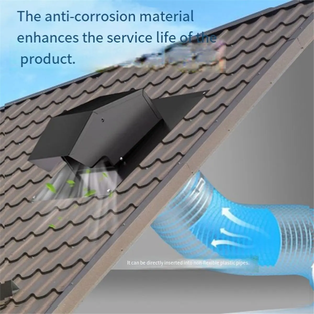 LUCK 4 Inch Roof Vent Cap,Roof Vents for Houses, Carbon Steel Roof Exhaust Vent with Damper, Diameter Collar Removable Vent