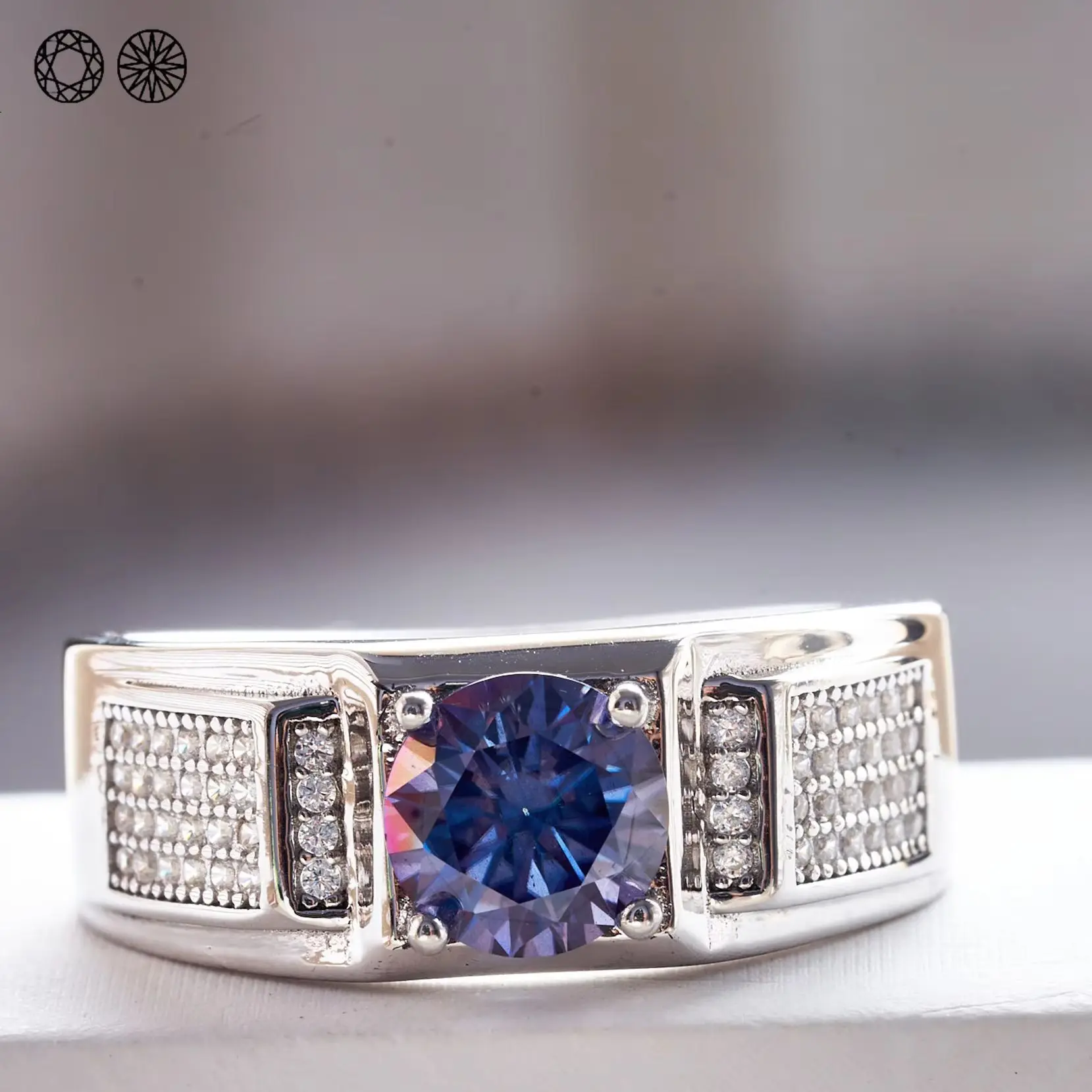 1 Karat 6,5mm Moissan tie Ring für Charm Lady mit violetter Farbe Moissan ite Stein Sterling Silber weiblichen feinen Finger Schmuck