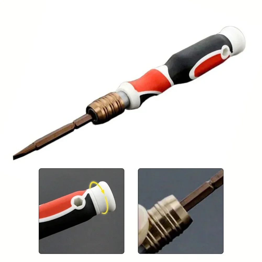 Dual Purpose Screwdriver Alloy Steel Anti-skid Handle Easy To Use Magnetic PP + PRT 1 Pcs 4mm Adjustable Office