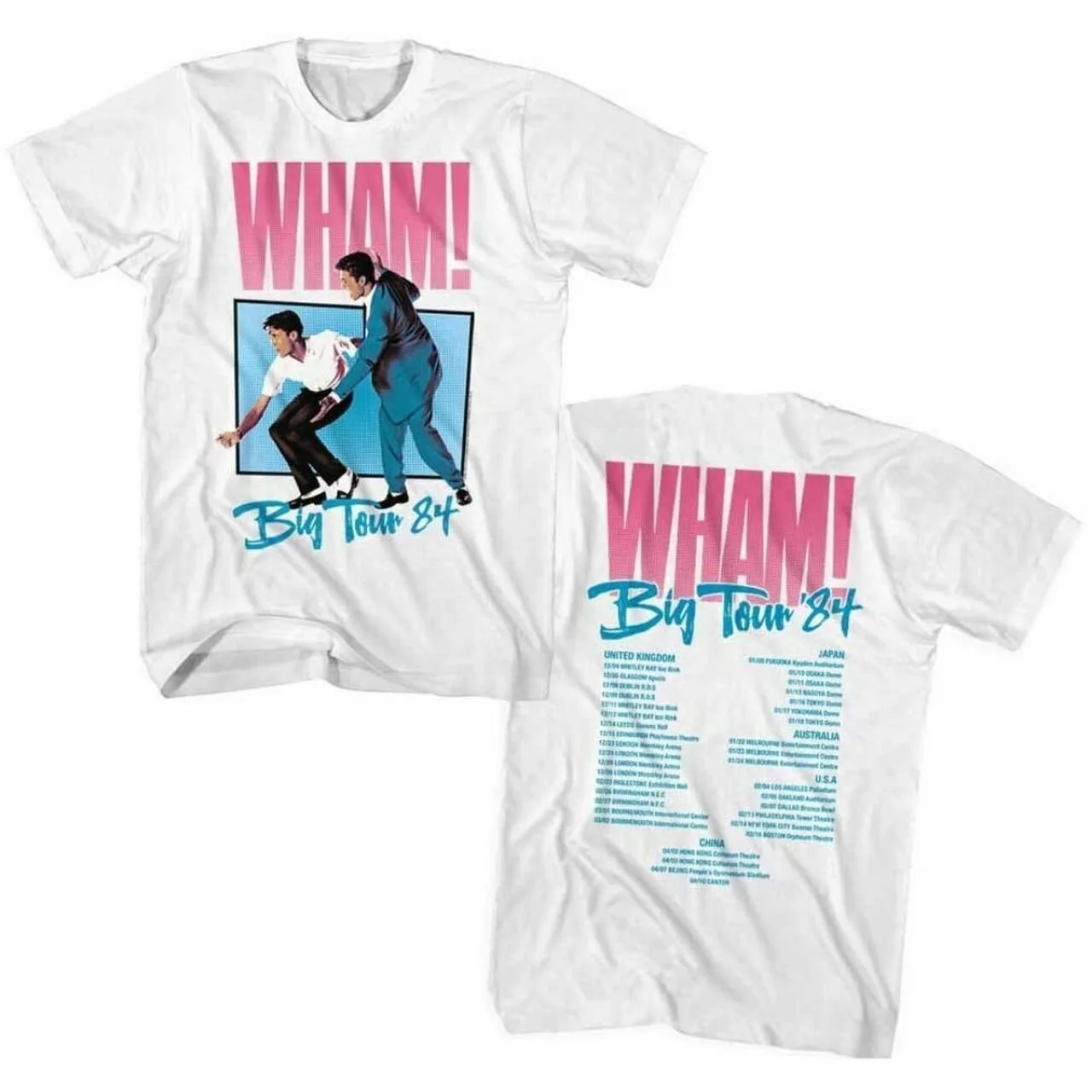 Wham! Vintage Fashion Concert T-shirt - Big Tour '84 Men's Unisex White Shirt