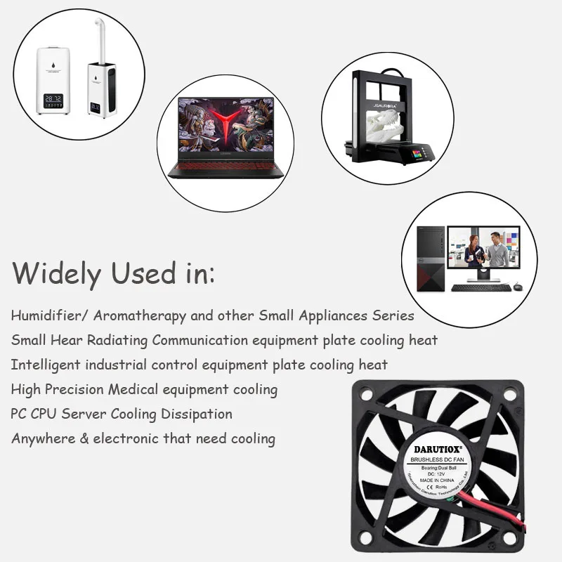 2 pces 60mm 5v 12v 24v sem escova usb 2pin 3pin dc refrigerador ventilador 60x60x10mm 6010 6cm para computador pc cpu caso de refrigeração